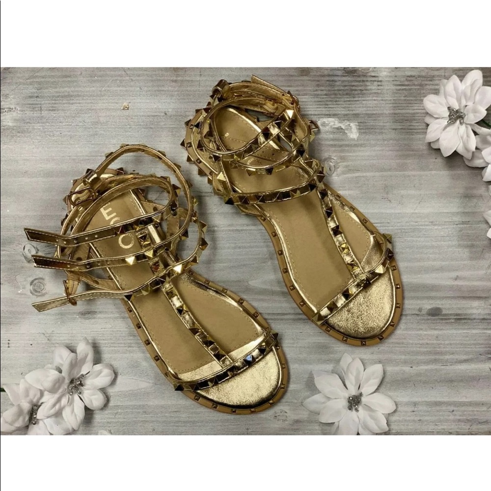 EGO Rose Gold Studded Gladiator Sandals size 5
